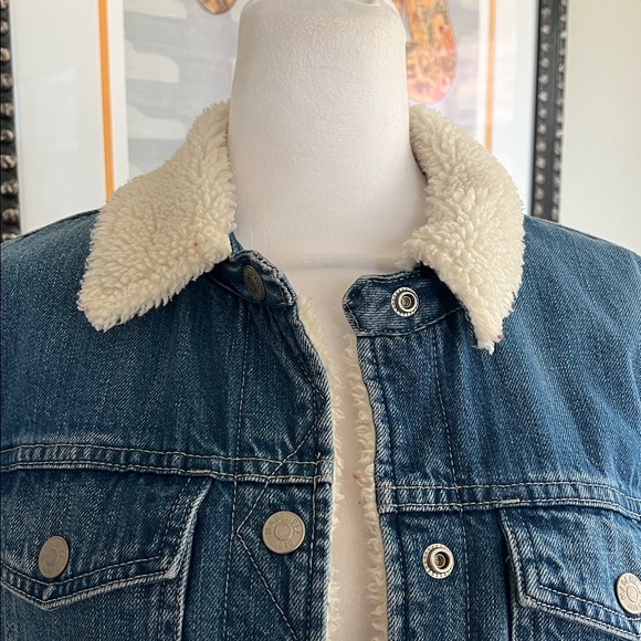 Madewell Oversized Sherpa Lined Denim Jacket Small - Picture 3 of 5